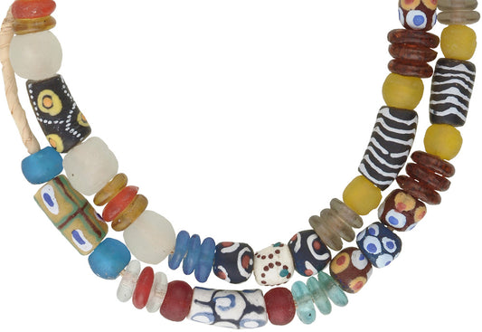 African Trade Beads: Krobo Powder Glass Beads Strand 9-14Mm - alternate view