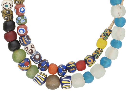 Colorful African Trade Beads Strand - Krobo Recycled Glass 26" - alternate view