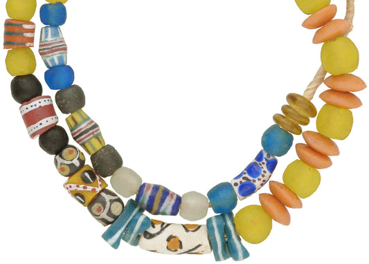 African Trade Beads: Krobo Glass Beads Strand 8-18Mm - Tribalgh - alternate view