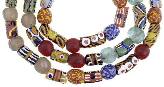 Nice New African Mix Krobo Fancy Powderglass Trade Glass Beads Ghana Sb-30540 - alternate view