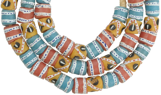 African Fancy Krobo Beads - 10-12Mm Recycled Powder Glass Beads - alternate view