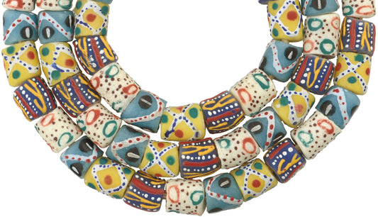 Handmade Ghanaian Fancy Powder Glass Beads, 10-12Mm, 29" Strand - alternate view