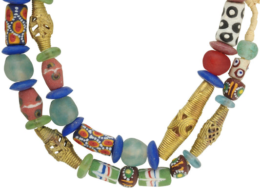 African Trade Beads - Krobo Glass & Brass Beads 7-15Mm, Handmade - alternate view