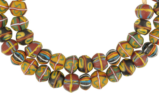 African Powder Glass Beads - Venetian Bicone King Bead Replica - alternate view