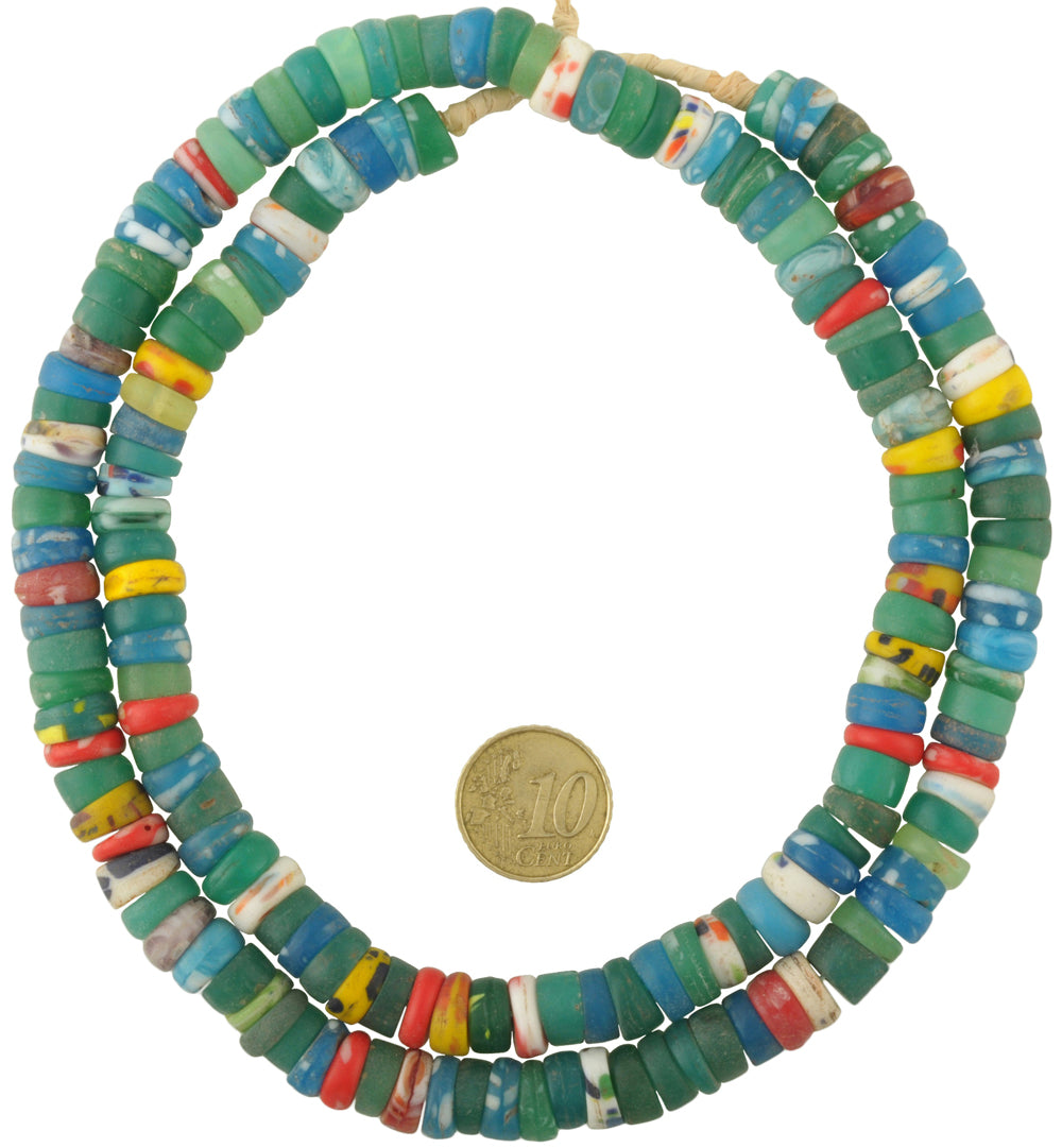 Medium Old Bohemian/Czech Molded Glass African Trade Beads, 9-10Mm - zoomed-in detail