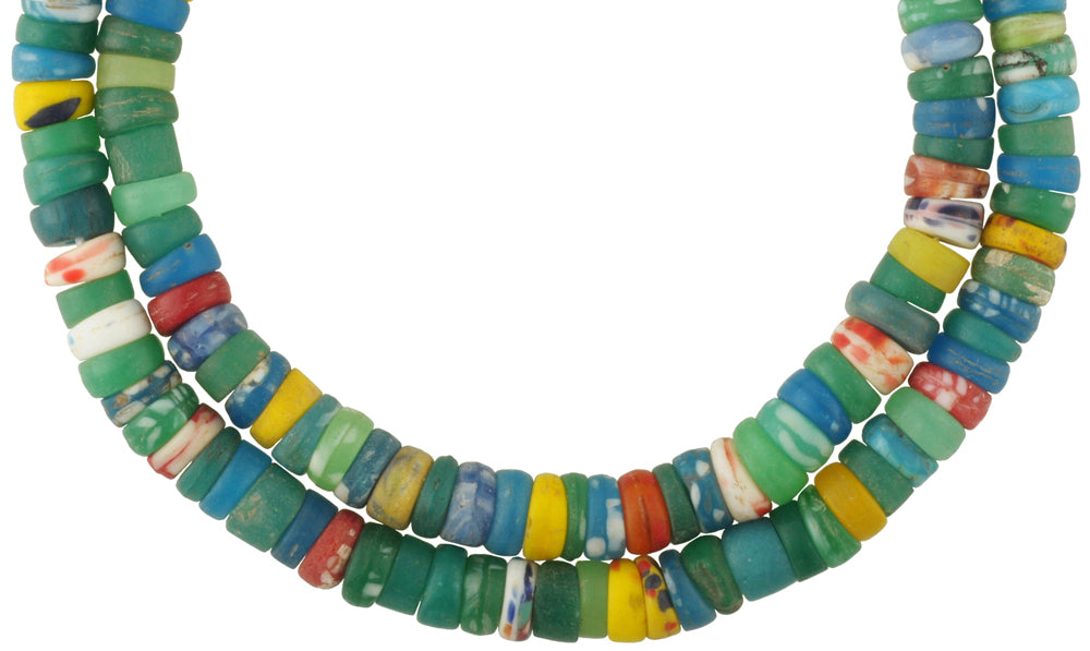 Vintage African Trade Beads: 9-10Mm Molded Bohemian Glass Strand - close-up