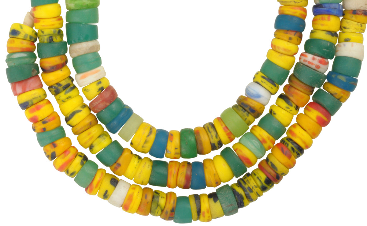 Vintage Bohemian Glass Trade Beads, 8-9Mm Molded Czech Strand - close-up