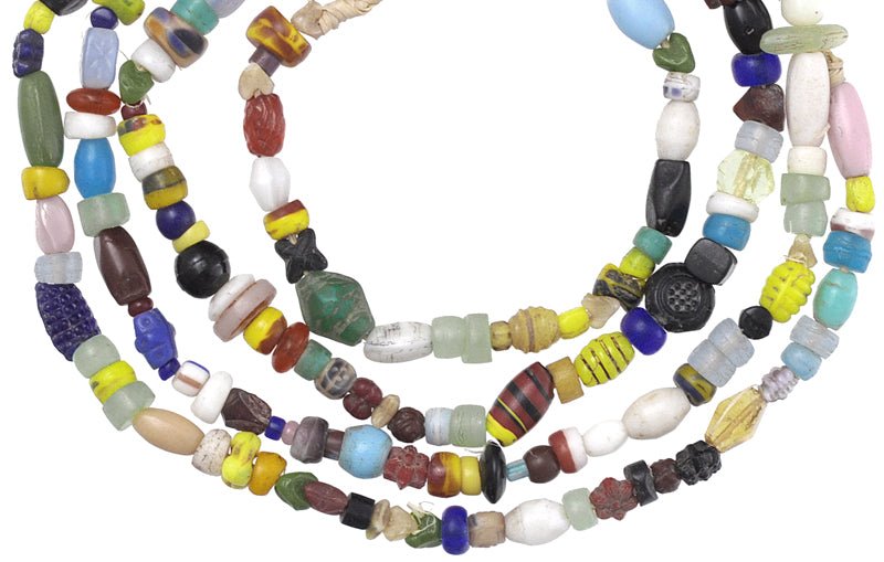 Old Bohemian Glass Trade Beads, African Trade Beads Strand 66.5Cm - alternate view