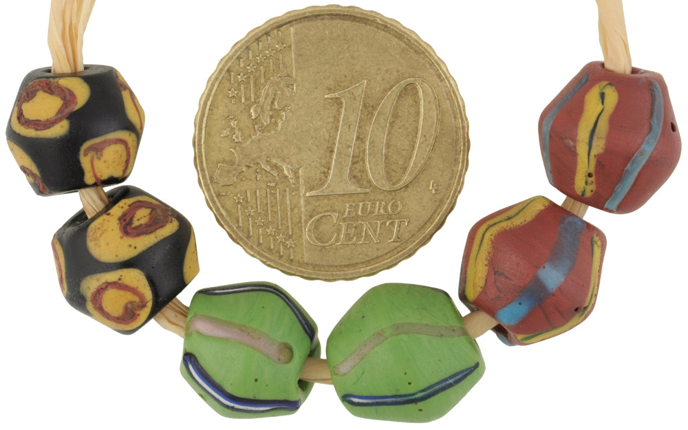 Antique King Venetian Wound Glass Beads With Trail Decoration - African Trade Beads - alternate view