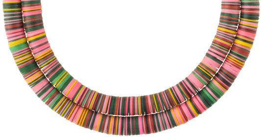 Rare Old Bohemian Czech Vulcanic Disks African Trade Beads 26.5" - alternate view