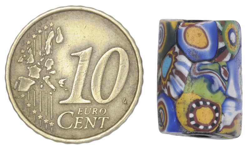 Antique Multimurrine Millefiori Venetian Mosaic Glass Trade Bead - African Trade Bead - close-up
