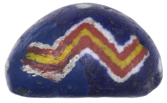 Rare Large Blue Kiffa Glass Trade Bead - Handmade In Mauritania - alternate view