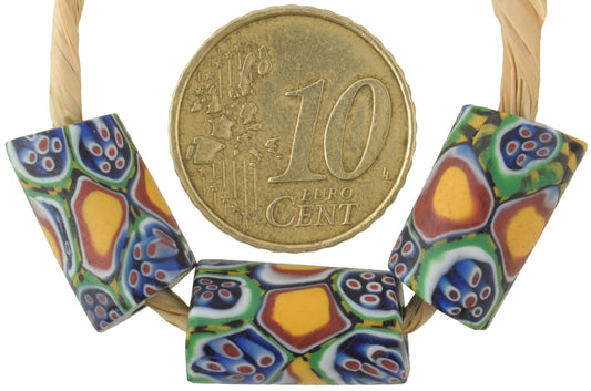 Antique "Peacock" Millefiori Venetian Mosaic African Trade Beads - Rare - alternate view