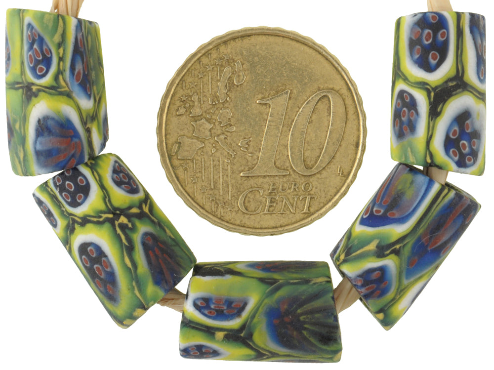 Rare Antique "Peacock" Millefiori Venetian Mosaic African Trade Beads - alternate view