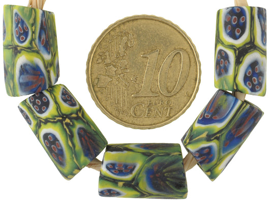 Rare Antique "Peacock" Millefiori Venetian Mosaic African Trade Beads - alternate view