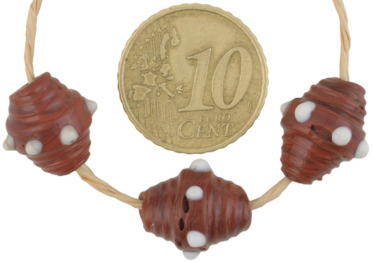 Rare Antique Brick Raised Eyes Venetian Glass Lampwork Trade Beads - alternate view