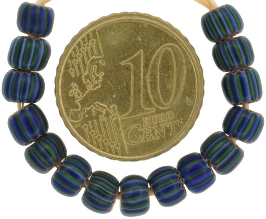 Rare Green-Striped 4-Layer Venetian Chevron Beads - Set Of 15 - alternate view
