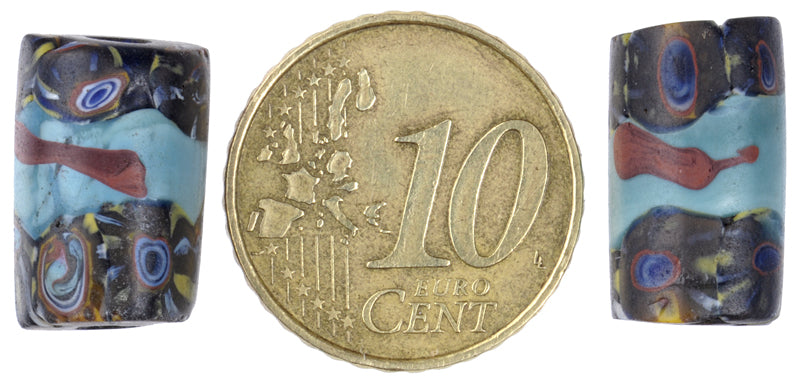 Rare Antique Banded Millefiori Venetian African Trade Beads 16X10Mm - alternate view