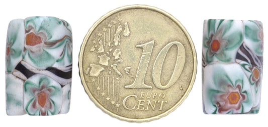 Rare Antique Venetian Millefiori Mosaic Trade Beads - 15X10Mm Pair - alternate view