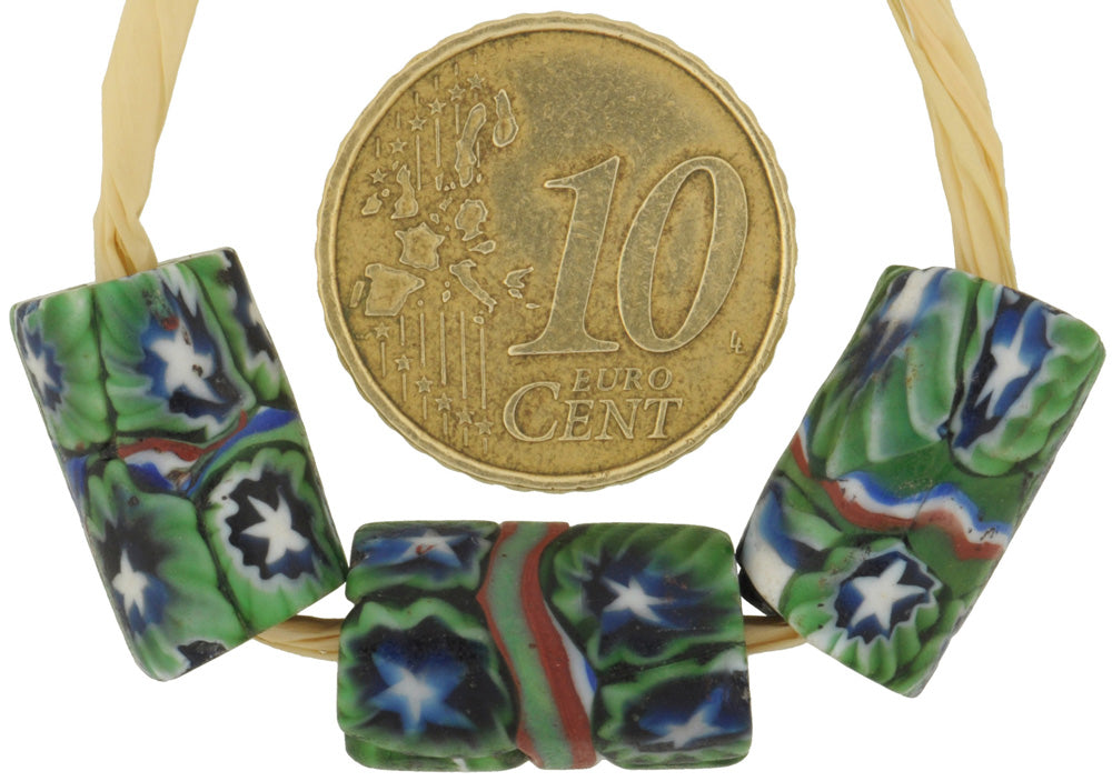 Rare Antique Banded Venetian Millefiori Mosaic African Trade Beads, 15-16Mm - alternate view