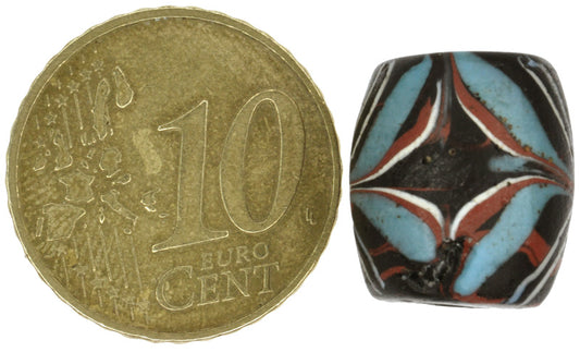 Rare Antique Black Fancy Venetian Lampwork Bead With Trail Decoration - alternate view