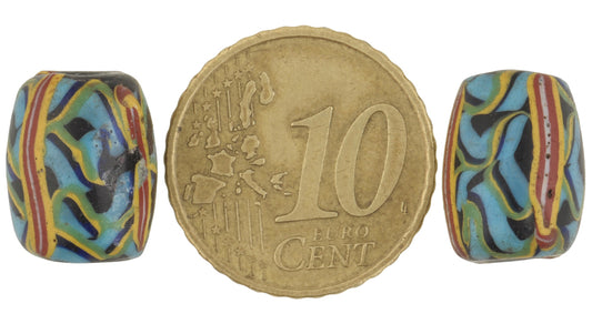 Rare Antique Fancy Venetian Lampwork Glass Trade Beads Pair - alternate view