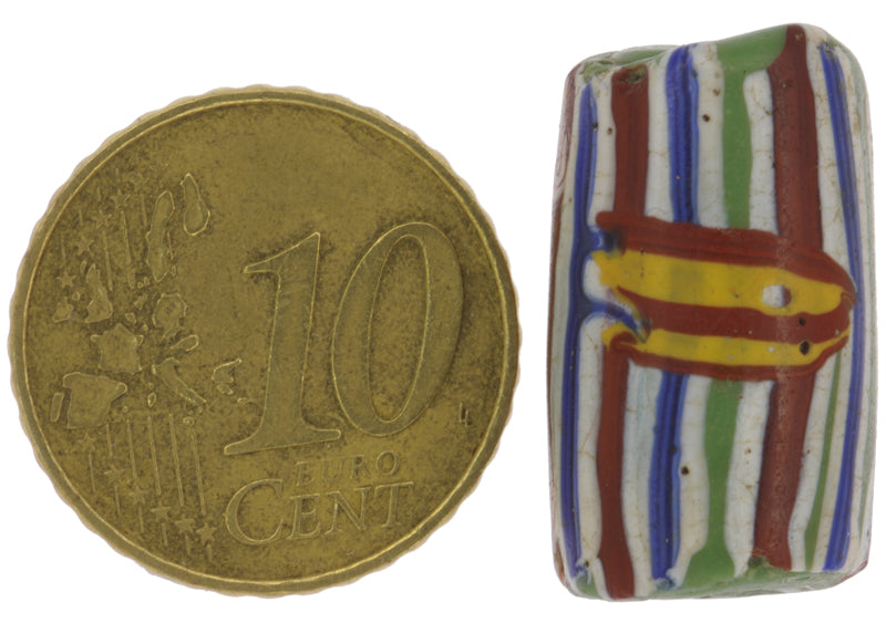 Beautiful Antique Fancy Venetian Lampwork Glass Trade Bead With Trail Design - close-up