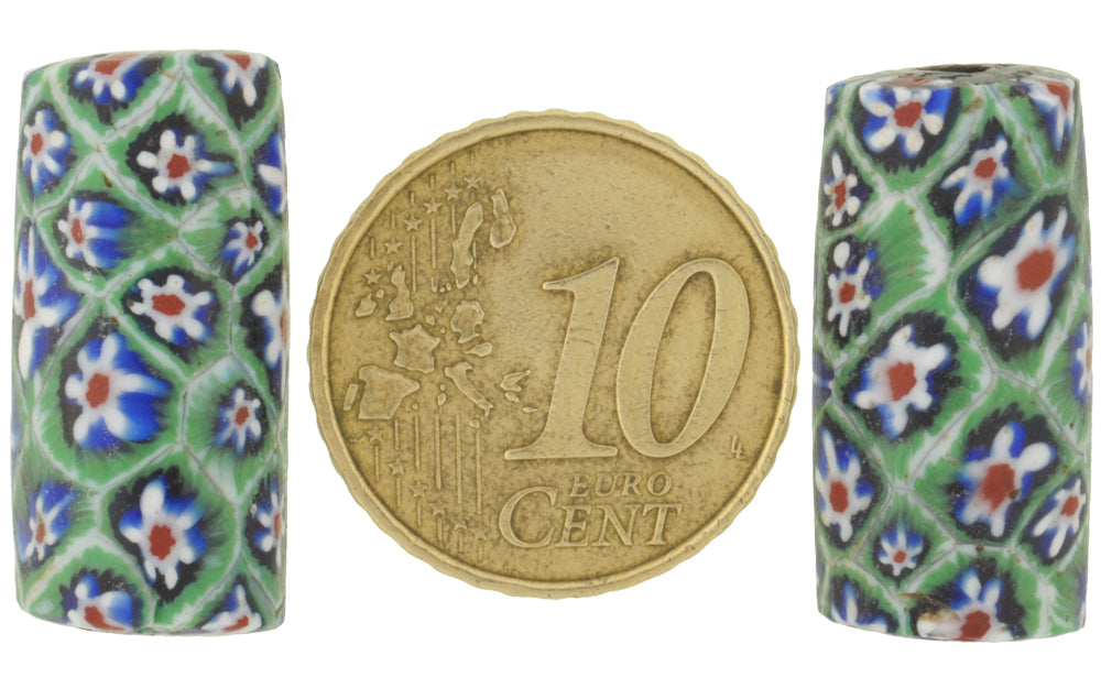 Rare Antique African Trade Beads: Venetian Millefiori Mosaic Pair - alternate view