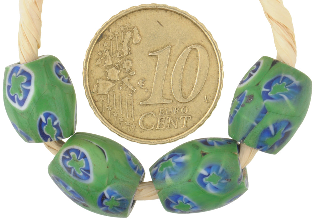 Antique Oval Venetian Millefiori African Trade Beads, Mosaic Glass - alternate view