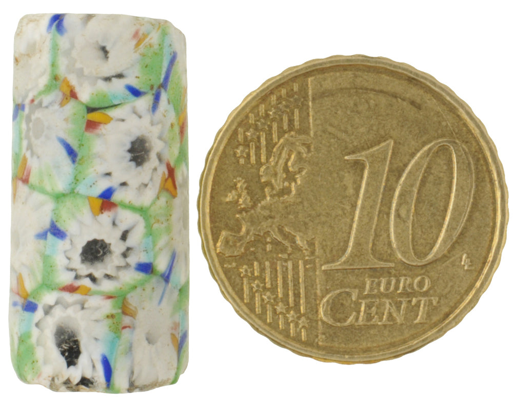 Rare Antique Large Venetian Millefiori Mosaic Glass Trade Bead, 23X11Mm - alternate view