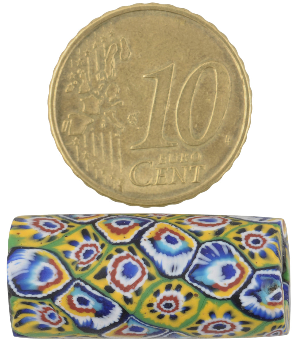 Rare Antique Large Multimurrine Millefiori Mosaic Glass Trade Bead - alternate view