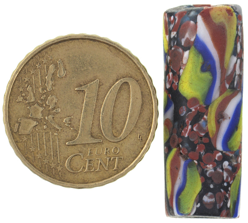 Rare Antique Large Venetian Millefiori Mosaic Glass Trade Bead - African Trade Beads - zoomed-in detail