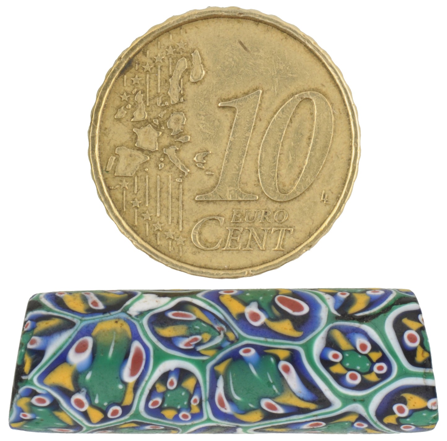 Antique Large Millefiori Venetian Mosaic Glass Trade Bead, African Trade - close-up