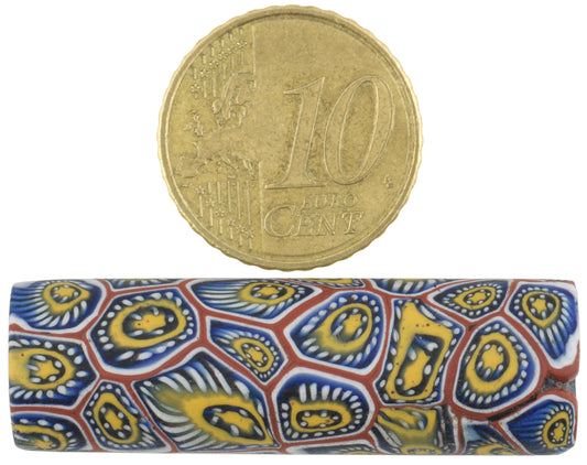 Rare Antique Large Millefiori Mosaic Glass Trade Bead, 41X12Mm - alternate view