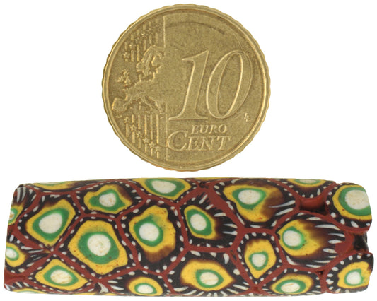 Rare Large Antique Millefiori Venetian Mosaic Glass Trade Bead, 41X13 Mm - alternate view