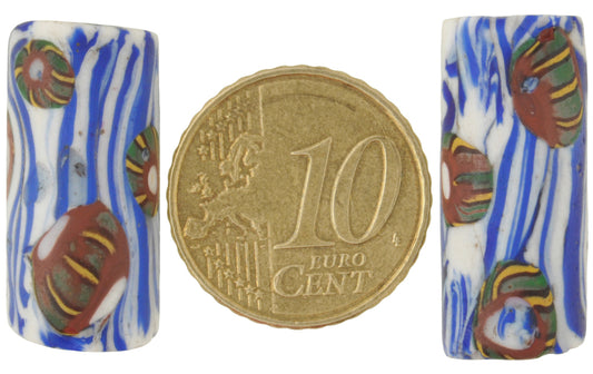 Antique Venetian Millefiori Mosaic Glass Trade Beads, Rare Matching Pair - alternate view