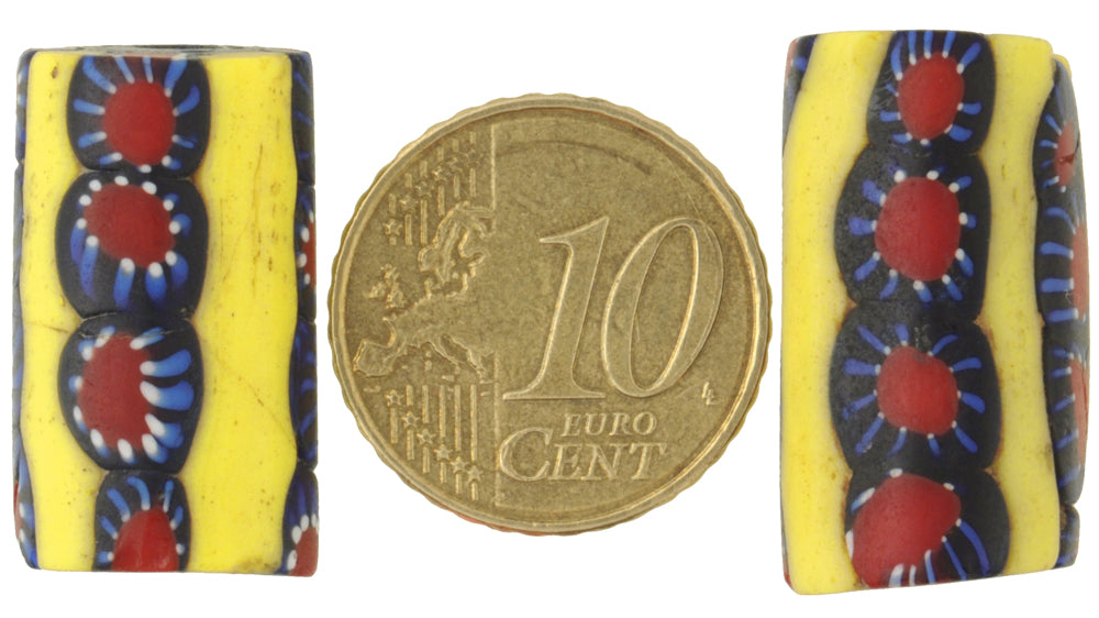 Rare Large Antique Venetian Millefiori Mosaic Trade Beads Pair - African Trade - alternate view