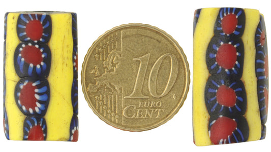 Rare Large Antique Venetian Millefiori Mosaic Trade Beads Pair - African Trade - alternate view