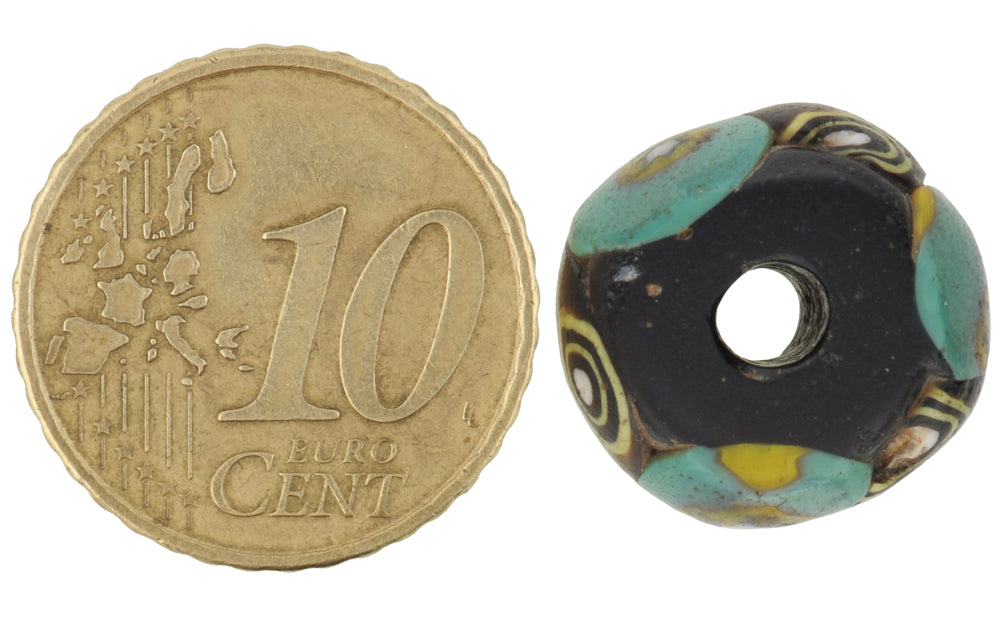 Antique Large Venetian Millefiori Mosaic Glass Trade Bead - African Trade Beads - close-up