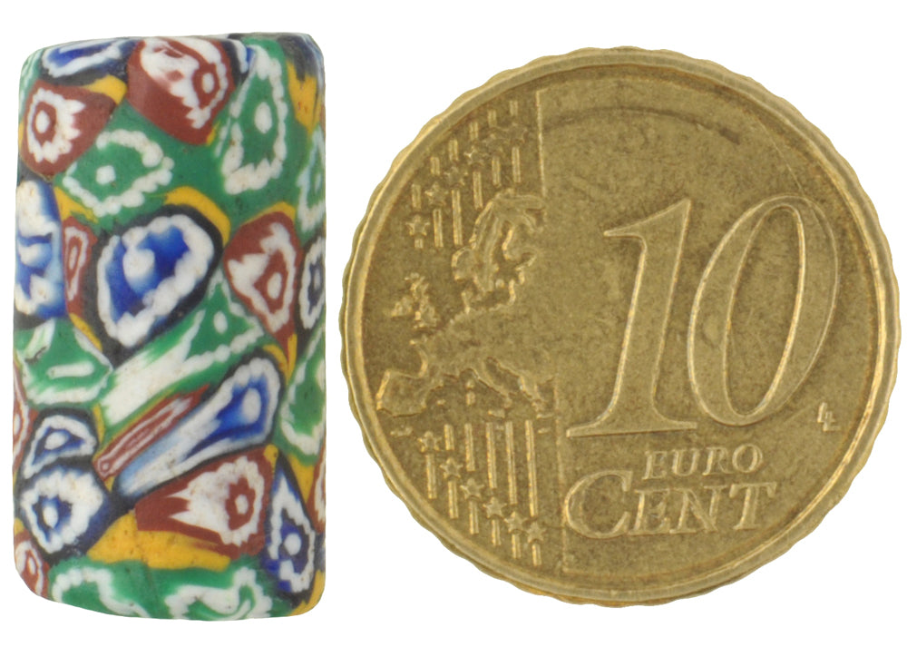 Rare Antique Venetian Millefiori Mosaic Glass Trade Bead, 20X11Mm - alternate view