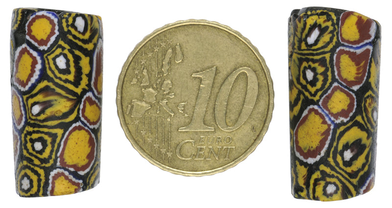 Rare Antique Venetian Millefiori Mosaic Trade Beads - 19X9Mm African Glass Pair - alternate view