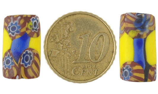 Rare Antique Venetian Millefiori Mosaic Glass Trade Beads, African Trade, 17-18Mm - alternate view
