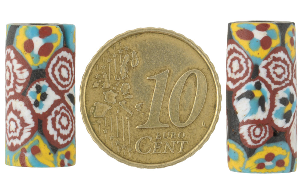 Rare Antique Large Millefiori Mosaic Glass Trade Beads 19-20 Mm - alternate view