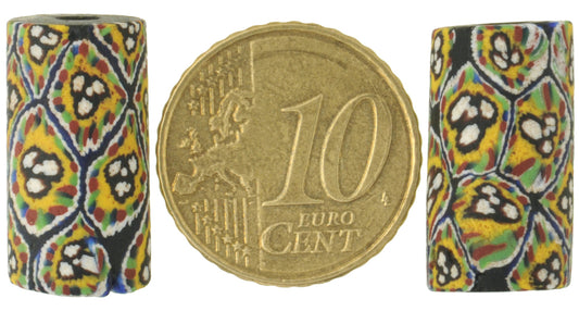 Rare Antique Large Millefiori Mosaic Glass Trade Beads - 20X10Mm - alternate view