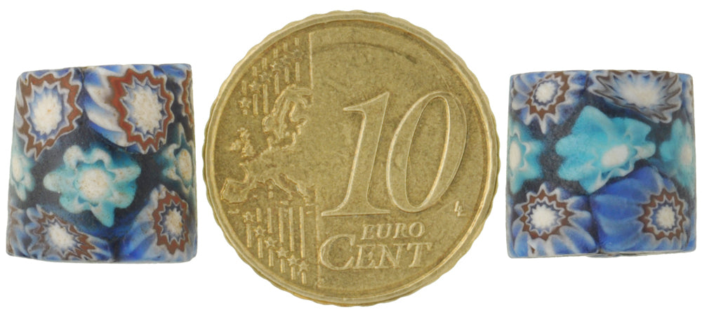 Rare Antique Venetian Millefiori Mosaic Trade Beads - African Trade Pair - alternate view