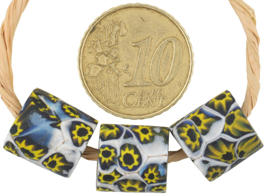 Rare Antique Venetian Millefiori Mosaic Trade Beads, 12X11Mm - alternate view