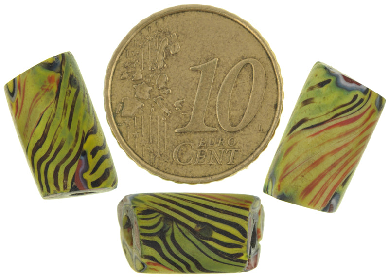 Antique Venetian Millefiori Mosaic Glass Trade Beads - African Trade Beads, Rare - close-up