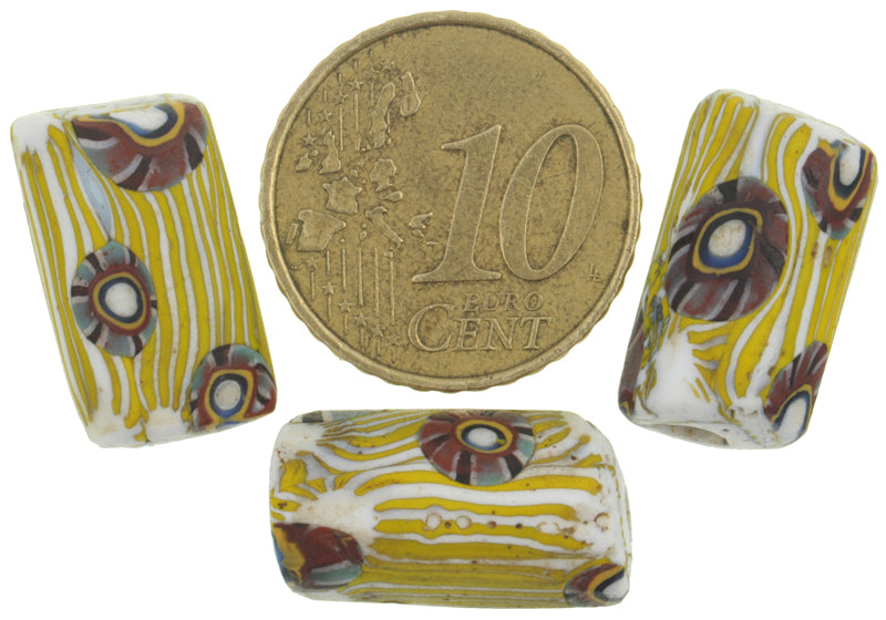 Rare Antique Venetian Millefiori Mosaic Glass Trade Beads - African Trade Beads - angled shot