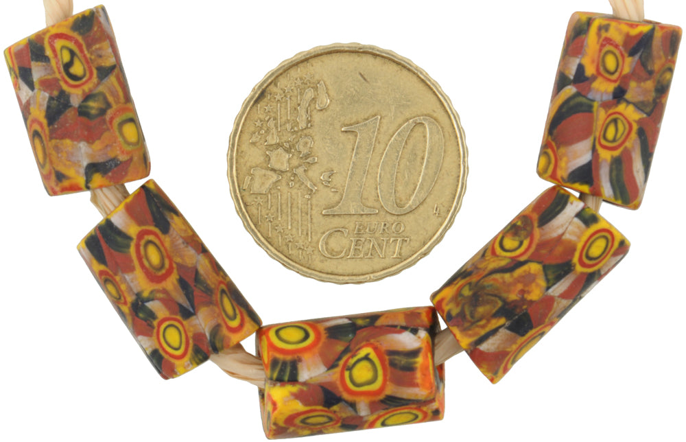 Rare Antique Venetian Millefiori Mosaic Glass Trade Beads - 5 Matching Beads - alternate view