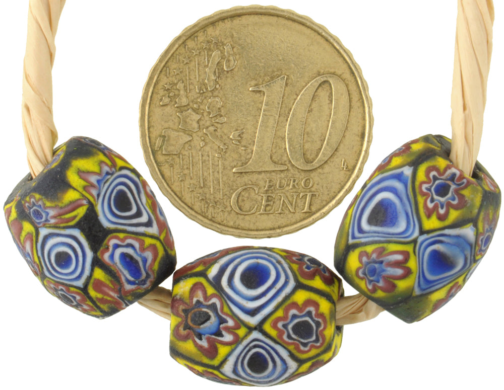 Rare Antique Venetian Oval Millefiori African Trade Beads - 14Mm - alternate view